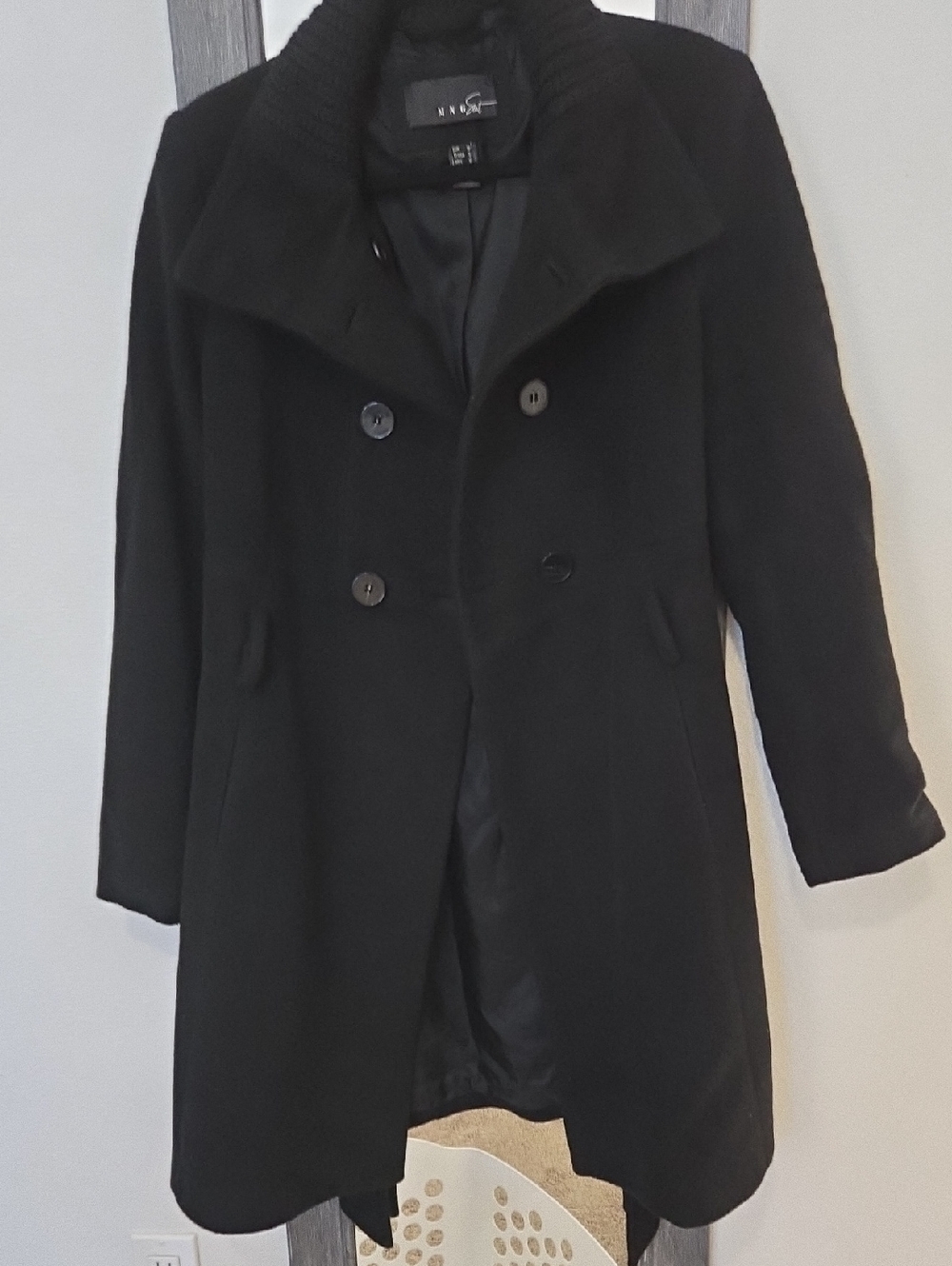 Mango Black Double-Breasted Wool Pea Coat